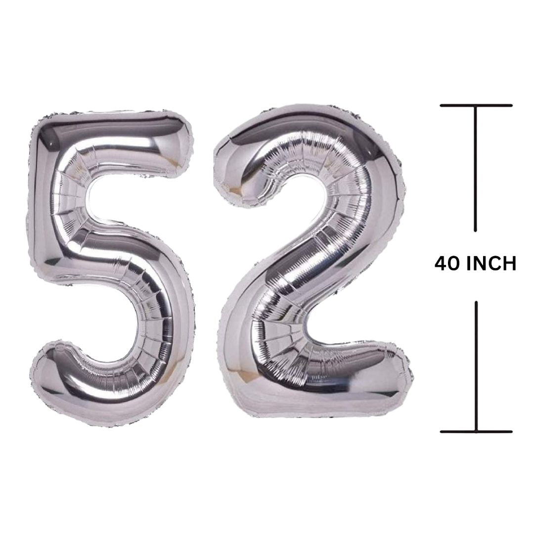 40 Inches SILVER Number Balloon Air or Helium Compactable Balloon for Party Decoration, Birthday, Anniversary