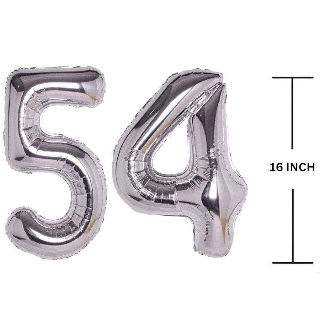 16 Inches SILVER Number Balloon Air or Helium Compactable Balloon for Party Decoration, Birthday, Anniversary