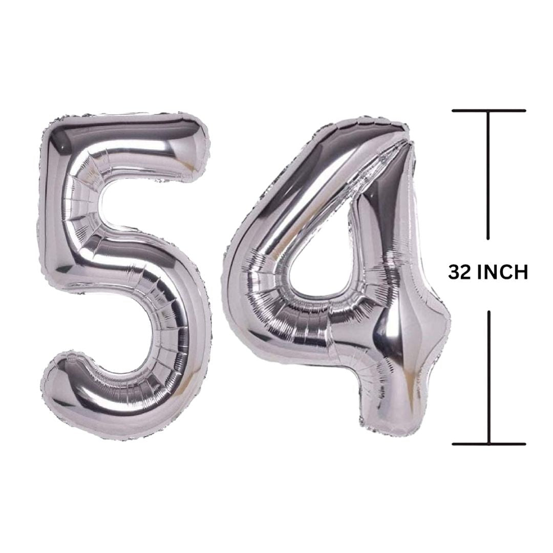 32 Inches SILVER Number Balloon Air or Helium Compactable Balloon for Party Decoration, Birthday, Anniversary