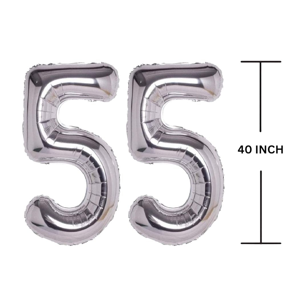 40 Inches SILVER Number Balloon Air or Helium Compactable Balloon for Party Decoration, Birthday, Anniversary