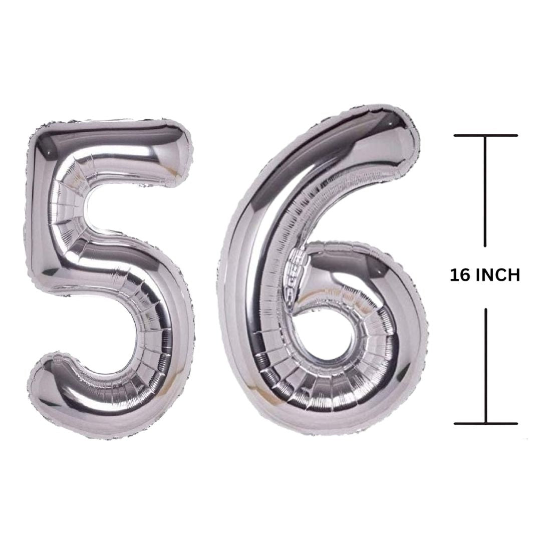 16 Inches SILVER Number Balloon Air or Helium Compactable Balloon for Party Decoration, Birthday, Anniversary