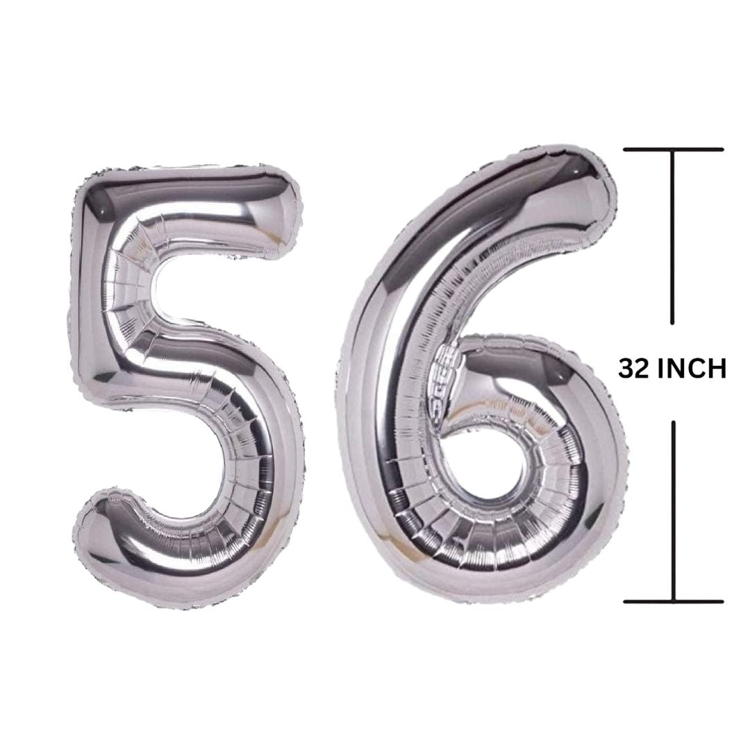 32 Inches SILVER Number Balloon Air or Helium Compactable Balloon for Party Decoration, Birthday, Anniversary