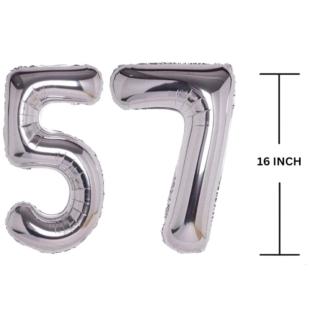 16 Inches SILVER Number Balloon Air or Helium Compactable Balloon for Party Decoration, Birthday, Anniversary