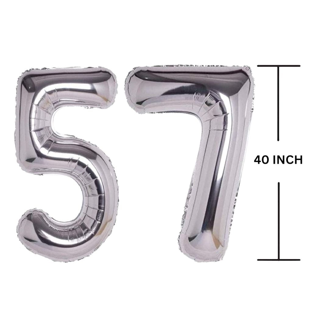 40 Inches SILVER Number Balloon Air or Helium Compactable Balloon for Party Decoration, Birthday, Anniversary