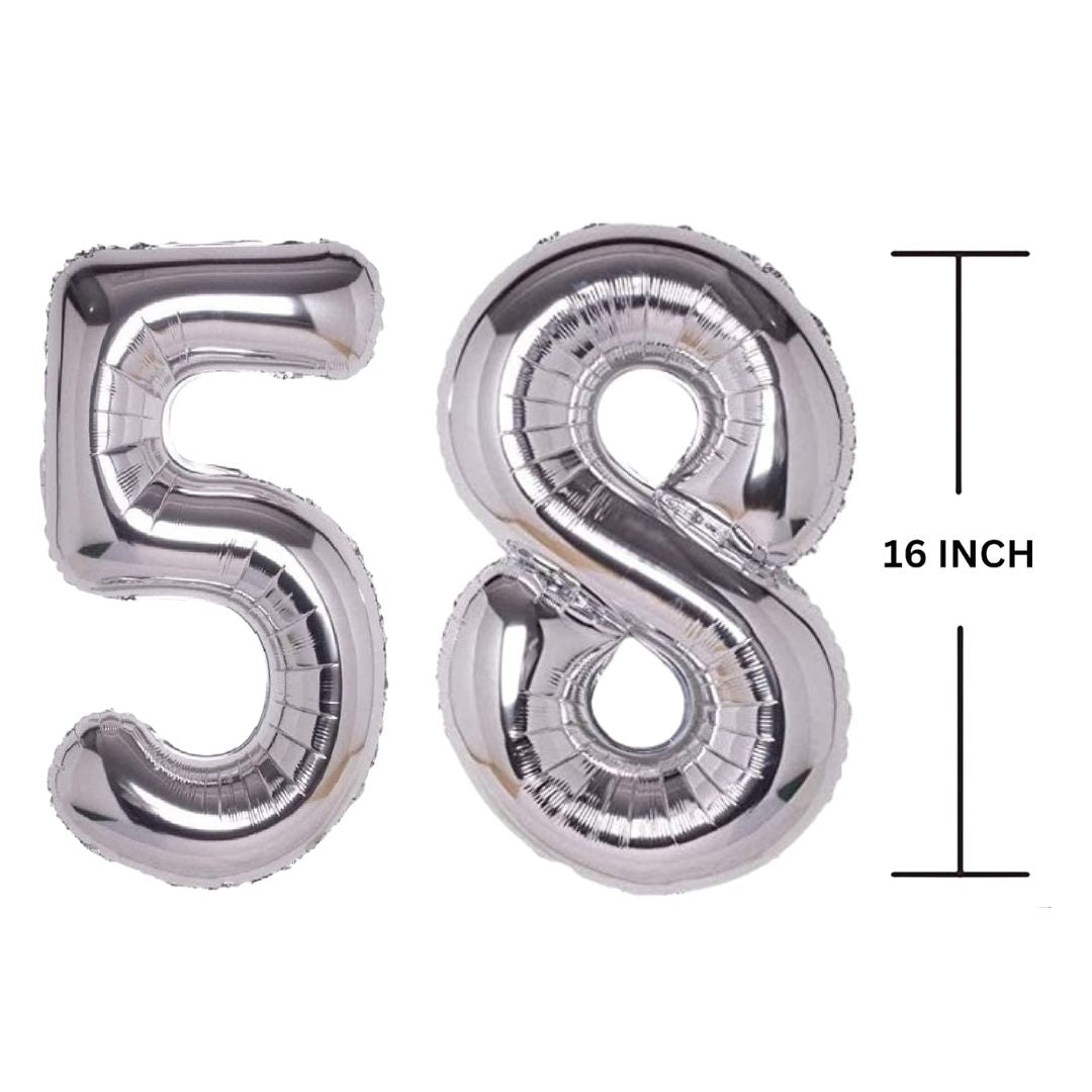 16 Inches SILVER Number Balloon Air or Helium Compactable Balloon for Party Decoration, Birthday, Anniversary