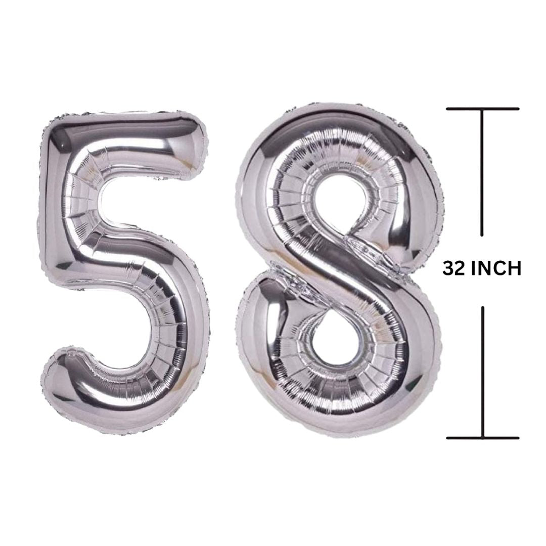 32 Inches SILVER Number Balloon Air or Helium Compactable Balloon for Party Decoration, Birthday, Anniversary