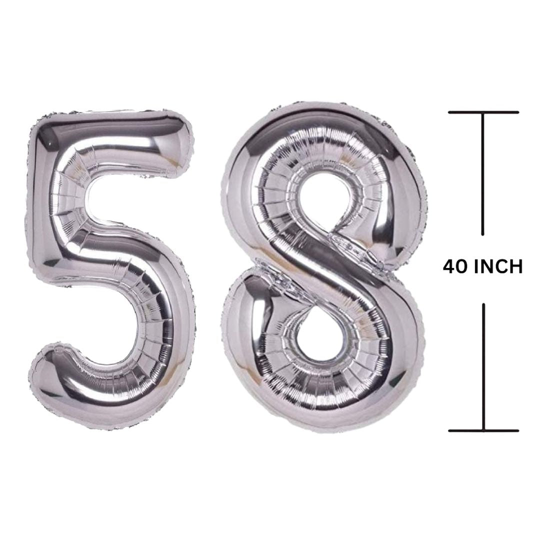 40 Inches SILVER Number Balloon Air or Helium Compactable Balloon for Party Decoration, Birthday, Anniversary