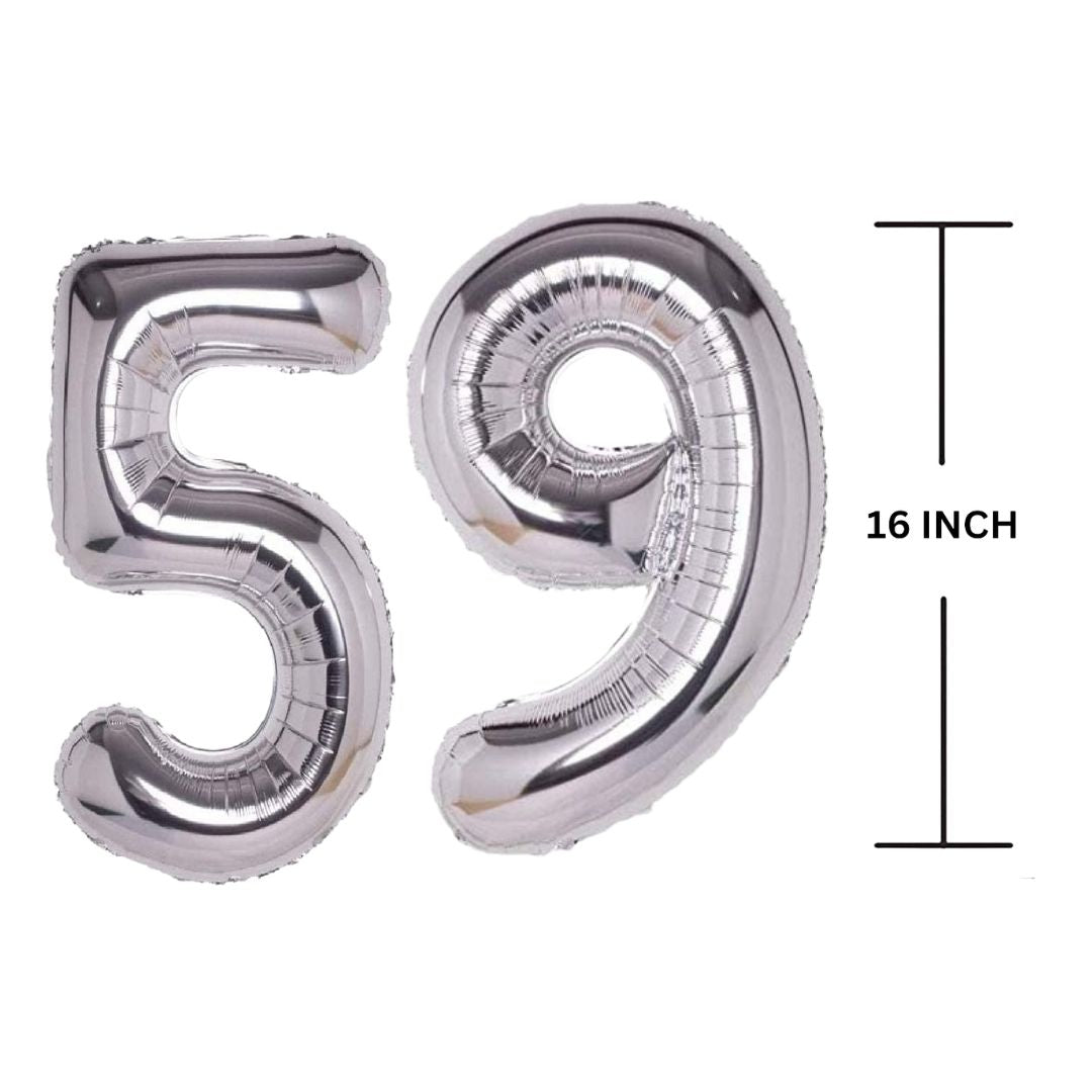 16 Inches SILVER Number Balloon Air or Helium Compactable Balloon for Party Decoration, Birthday, Anniversary