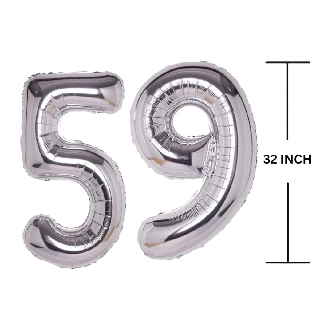 32 Inches SILVER Number Balloon Air or Helium Compactable Balloon for Party Decoration, Birthday, Anniversary