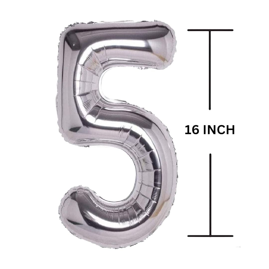 16 Inches SILVER Number Balloon Air or Helium Compactable Balloon for Party Decoration, Birthday, Anniversary