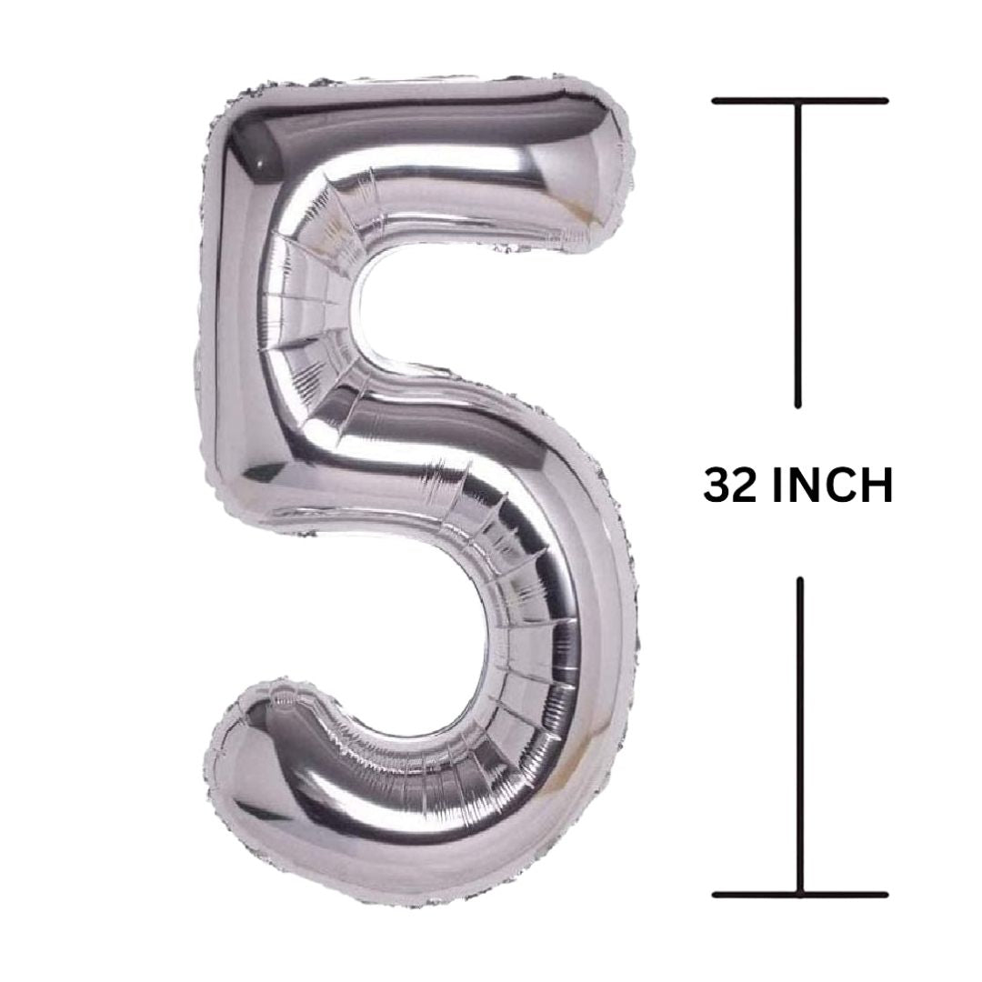 32 Inches SILVER Number Balloon Air or Helium Compactable Balloon for Party Decoration, Birthday, Anniversary