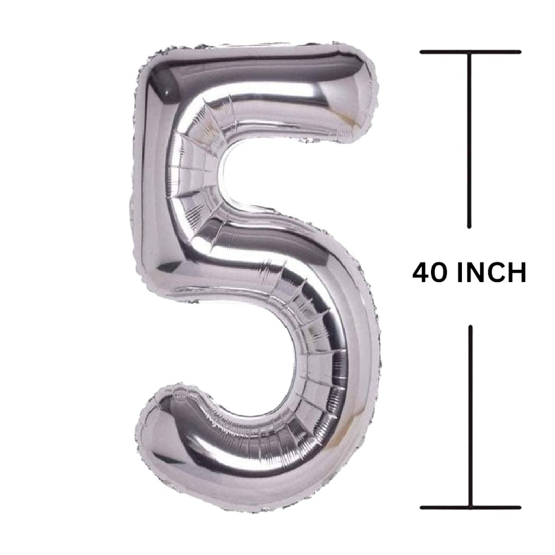 40 Inches SILVER Number Balloon Air or Helium Compactable Balloon for Party Decoration, Birthday, Anniversary