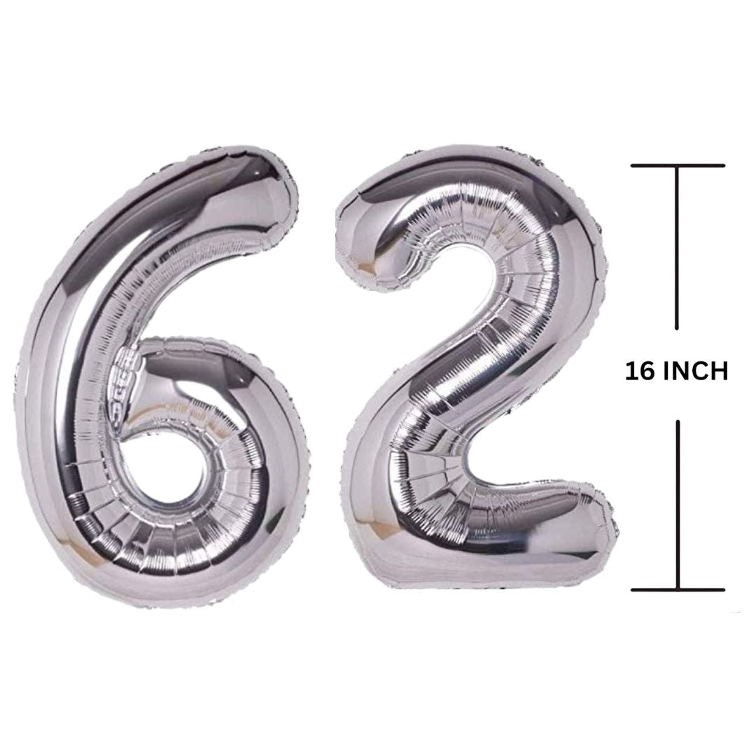 16 Inches SILVER Number Balloon Air or Helium Compactable Balloon for Party Decoration, Birthday, Anniversary