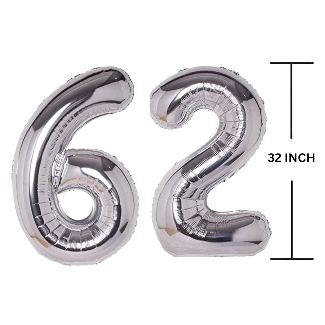 32 Inches SILVER Number Balloon Air or Helium Compactable Balloon for Party Decoration, Birthday, Anniversary