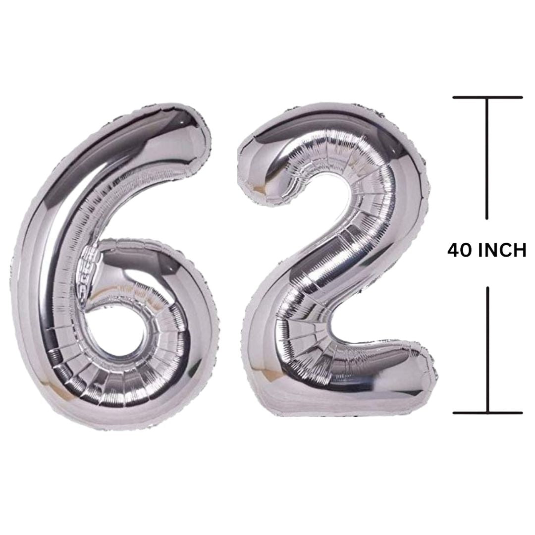 40 Inches SILVER Number Balloon Air or Helium Compactable Balloon for Party Decoration, Birthday, Anniversary