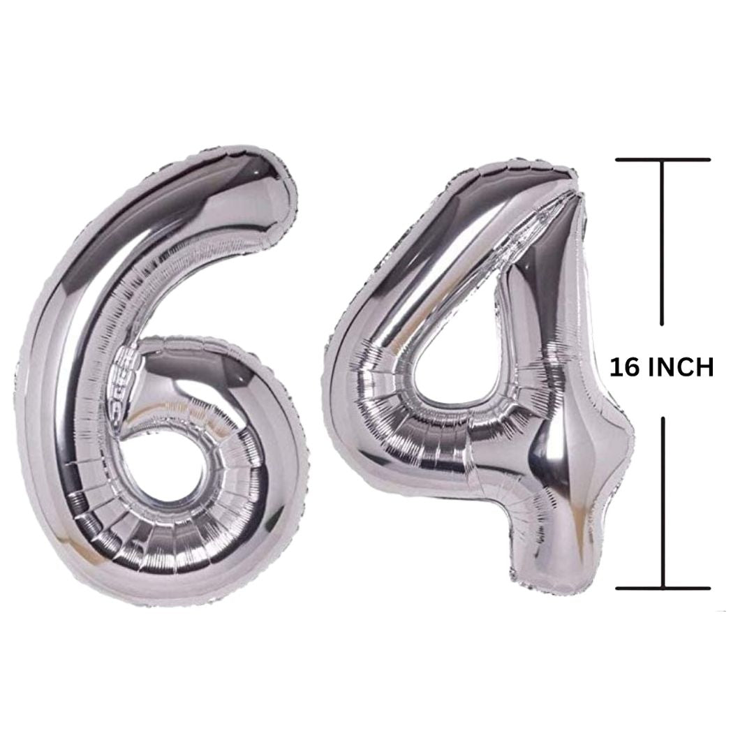 16 Inches SILVER Number Balloon Air or Helium Compactable Balloon for Party Decoration, Birthday, Anniversary