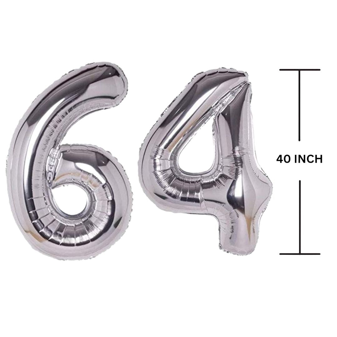 40 Inches SILVER Number Balloon Air or Helium Compactable Balloon for Party Decoration, Birthday, Anniversary