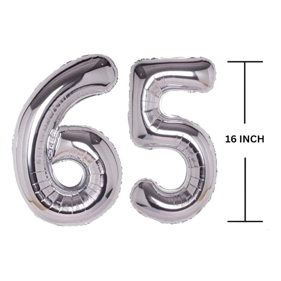 16 Inches SILVER Number Balloon Air or Helium Compactable Balloon for Party Decoration, Birthday, Anniversary