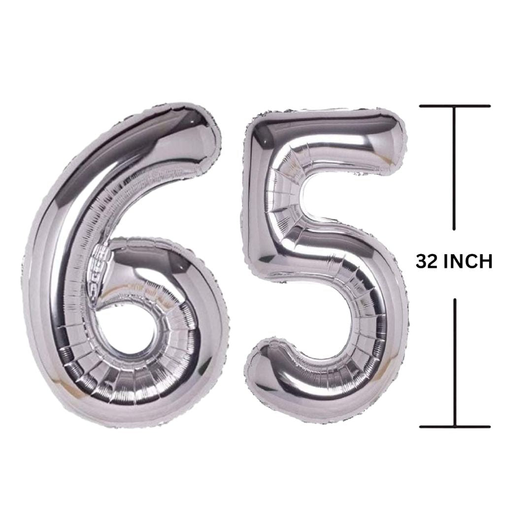 32 Inches SILVER Number Balloon Air or Helium Compactable Balloon for Party Decoration, Birthday, Anniversary