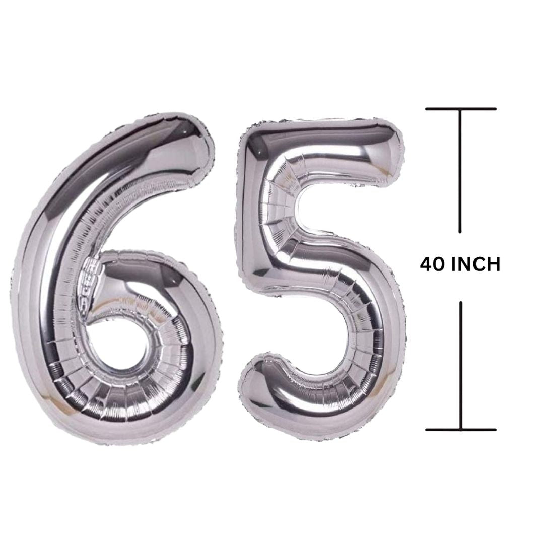 40 Inches SILVER Number Balloon Air or Helium Compactable Balloon for Party Decoration, Birthday, Anniversary