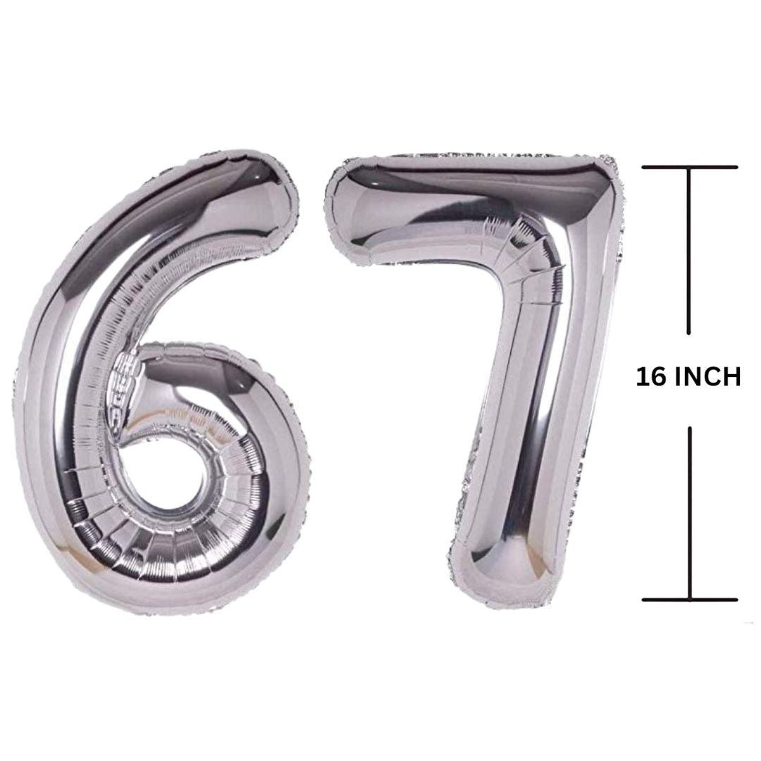 16 Inches SILVER Number Balloon Air or Helium Compactable Balloon for Party Decoration, Birthday, Anniversary