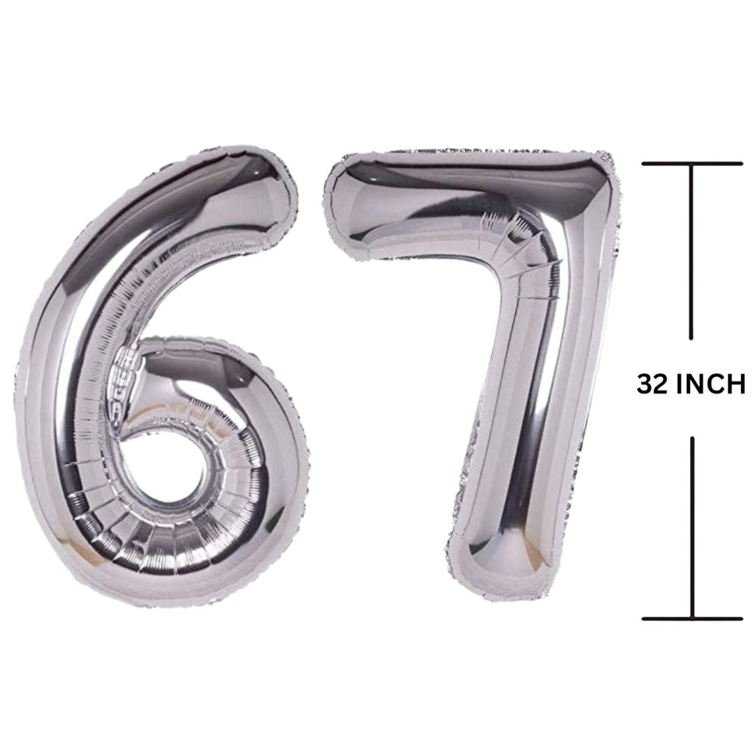 32 Inches SILVER Number Balloon Air or Helium Compactable Balloon for Party Decoration, Birthday, Anniversary