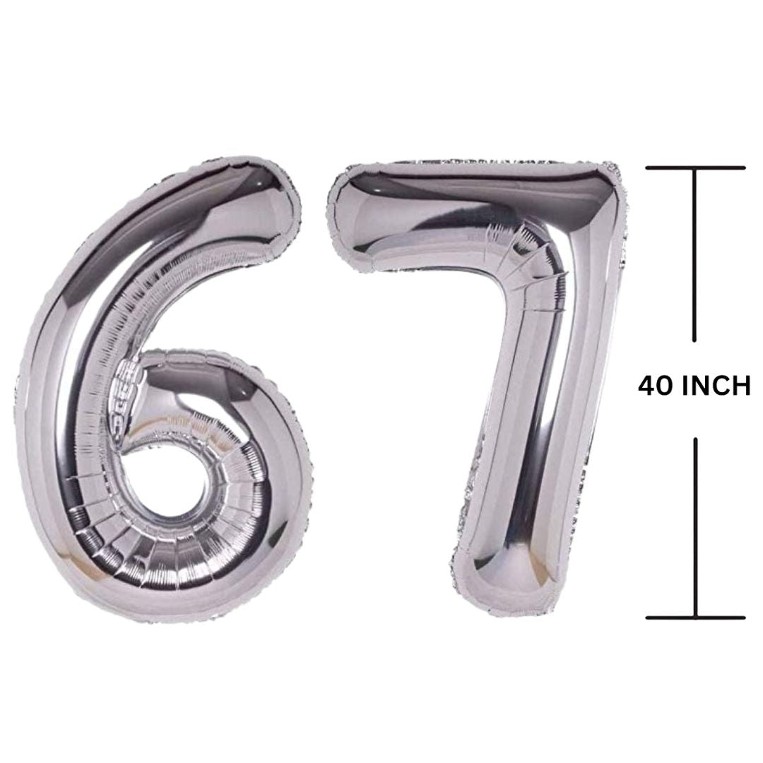 40 Inches SILVER Number Balloon Air or Helium Compactable Balloon for Party Decoration, Birthday, Anniversary