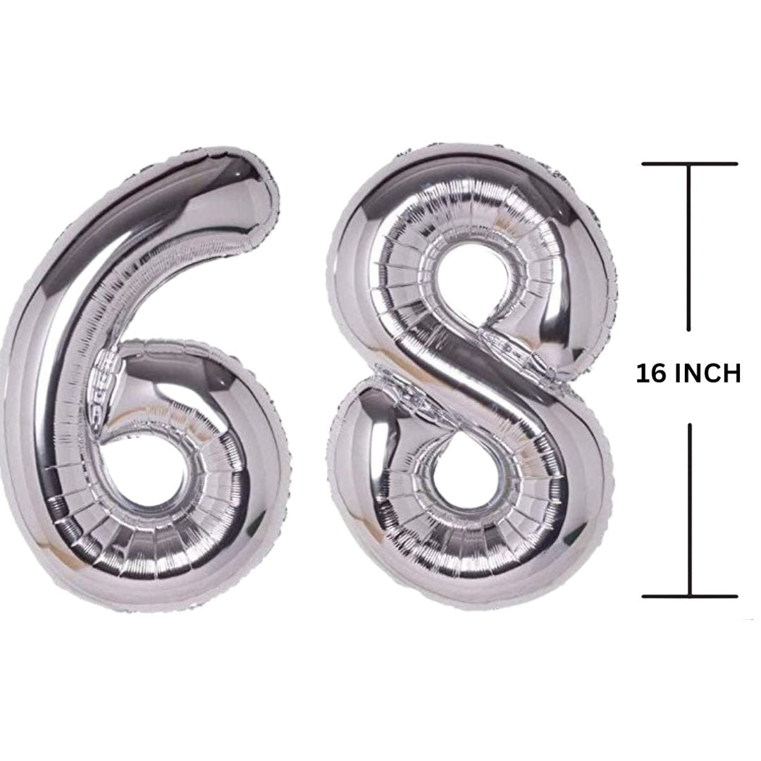 16 Inches SILVER Number Balloon Air or Helium Compactable Balloon for Party Decoration, Birthday, Anniversary