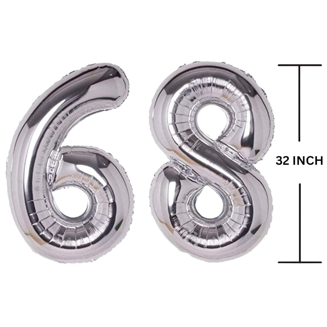 32 Inches SILVER Number Balloon Air or Helium Compactable Balloon for Party Decoration, Birthday, Anniversary