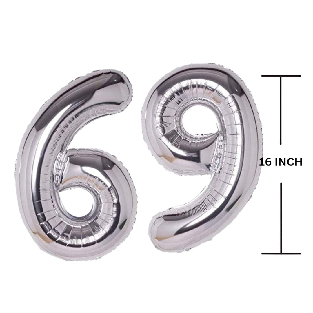 16 Inches SILVER Number Balloon Air or Helium Compactable Balloon for Party Decoration, Birthday, Anniversary