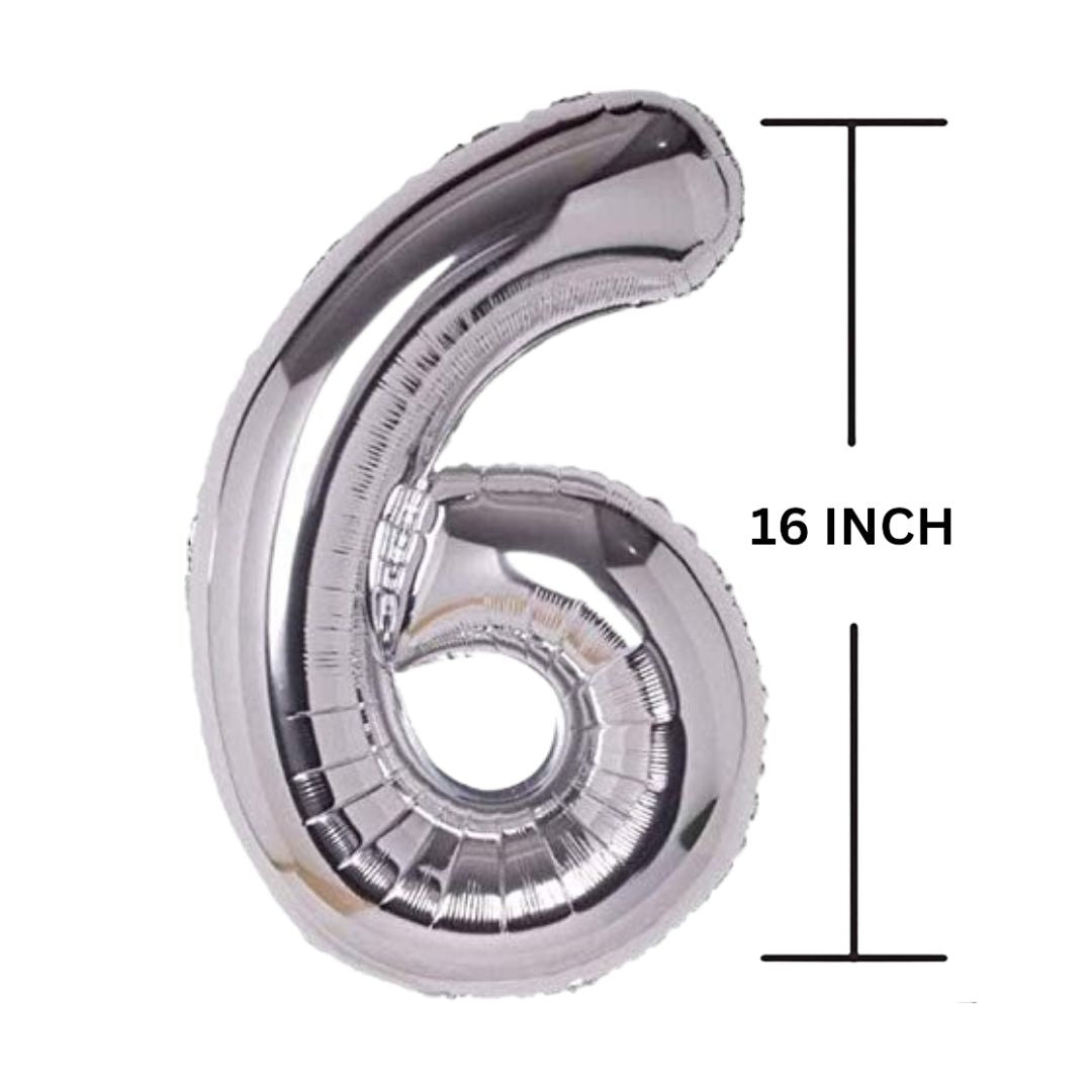 16 Inches SILVER Number Balloon Air or Helium Compactable Balloon for Party Decoration, Birthday, Anniversary