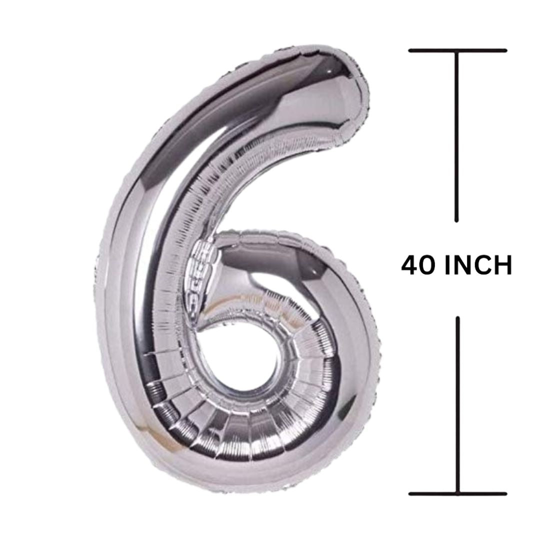 40 Inches SILVER Number Balloon Air or Helium Compactable Balloon for Party Decoration, Birthday, Anniversary