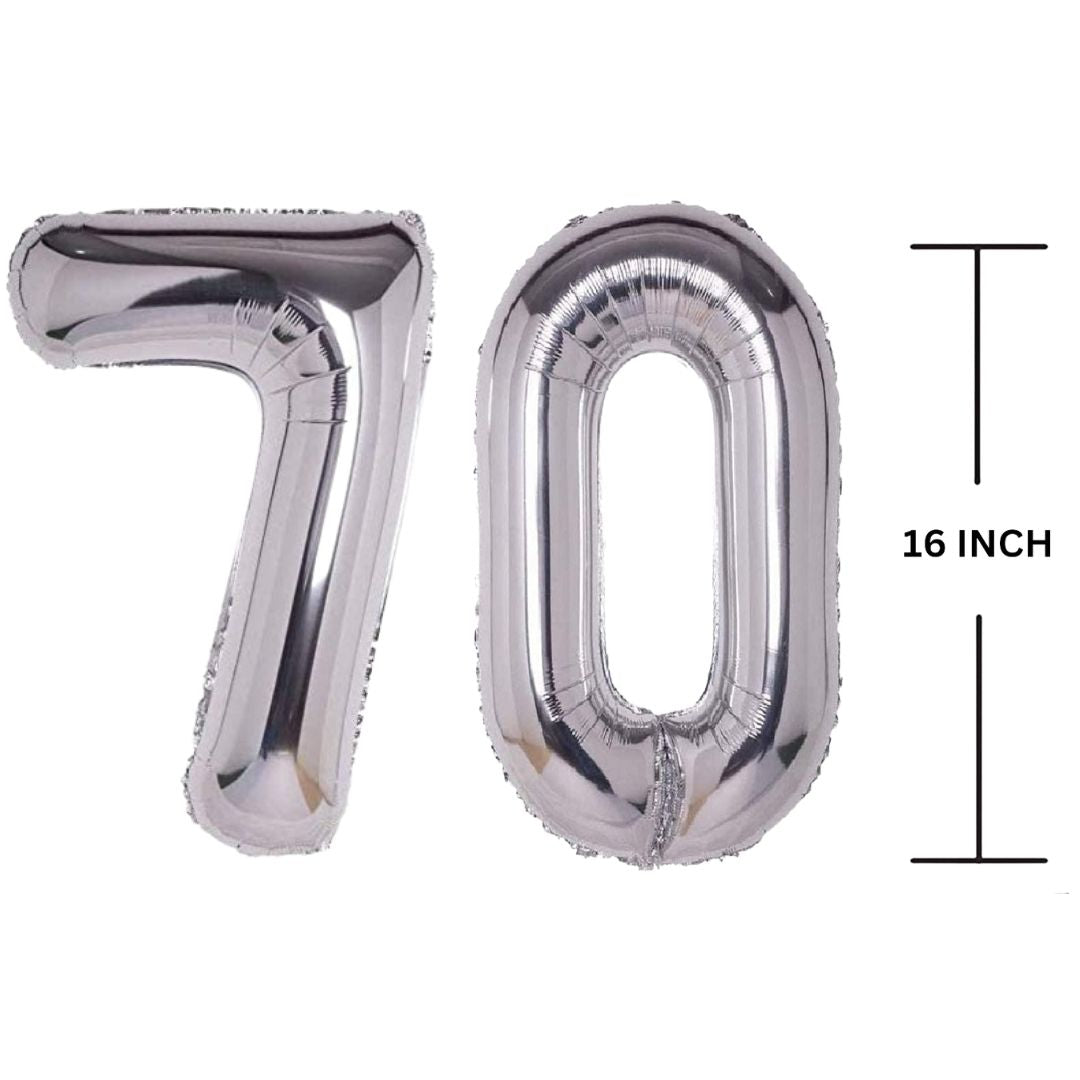 16 Inches SILVER Number Balloon Air or Helium Compactable Balloon for Party Decoration, Birthday, Anniversary