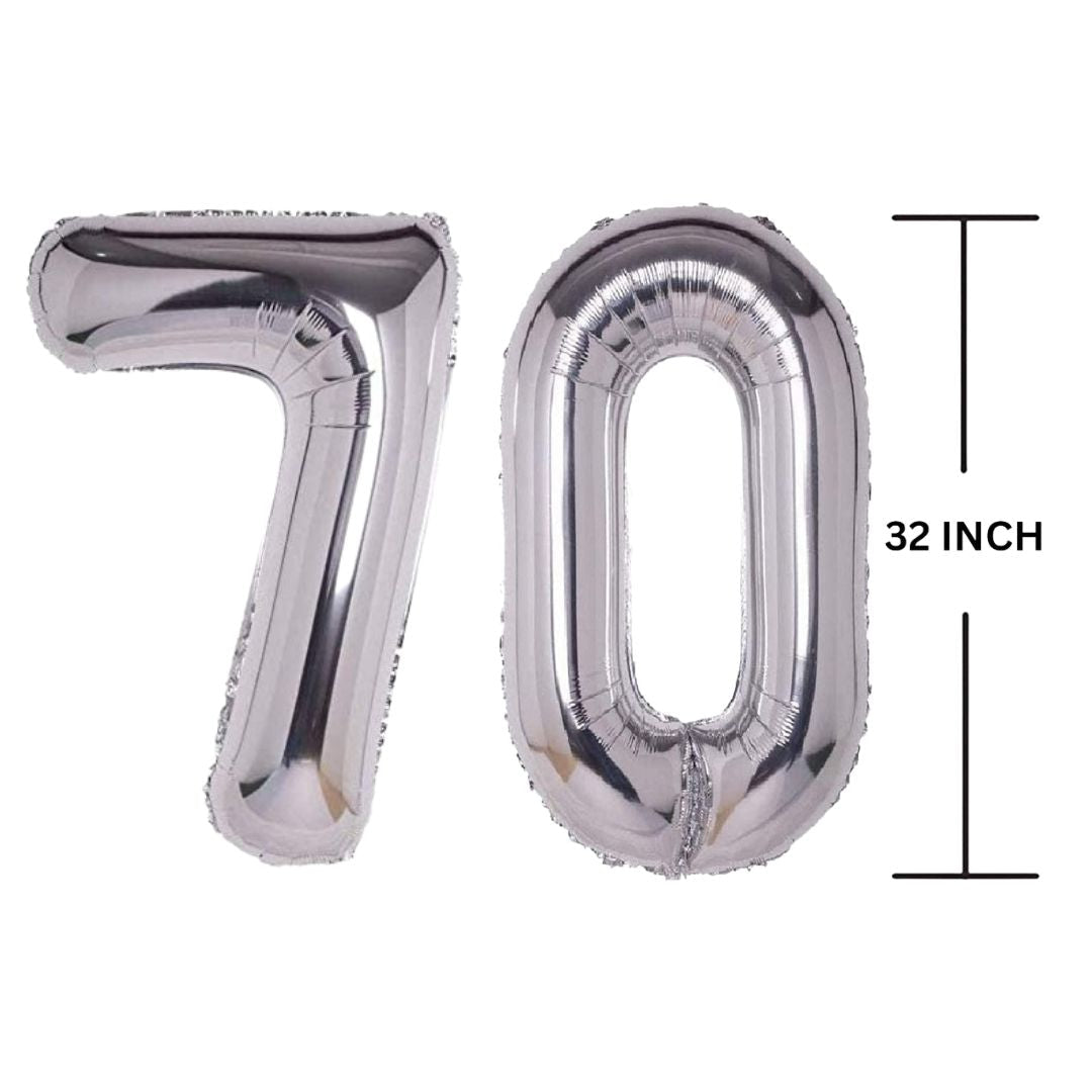 32 Inches SILVER Number Balloon Air or Helium Compactable Balloon for Party Decoration, Birthday, Anniversary