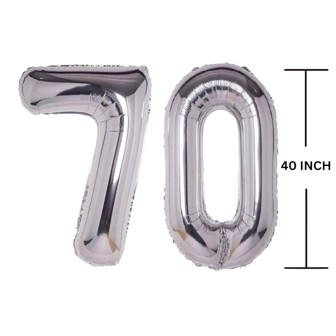 40 Inches SILVER Number Balloon Air or Helium Compactable Balloon for Party Decoration, Birthday, Anniversary