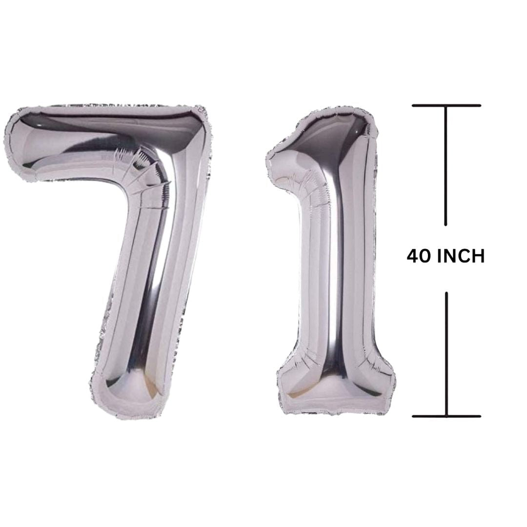 40 Inches SILVER Number Balloon Air or Helium Compactable Balloon for Party Decoration, Birthday, Anniversary