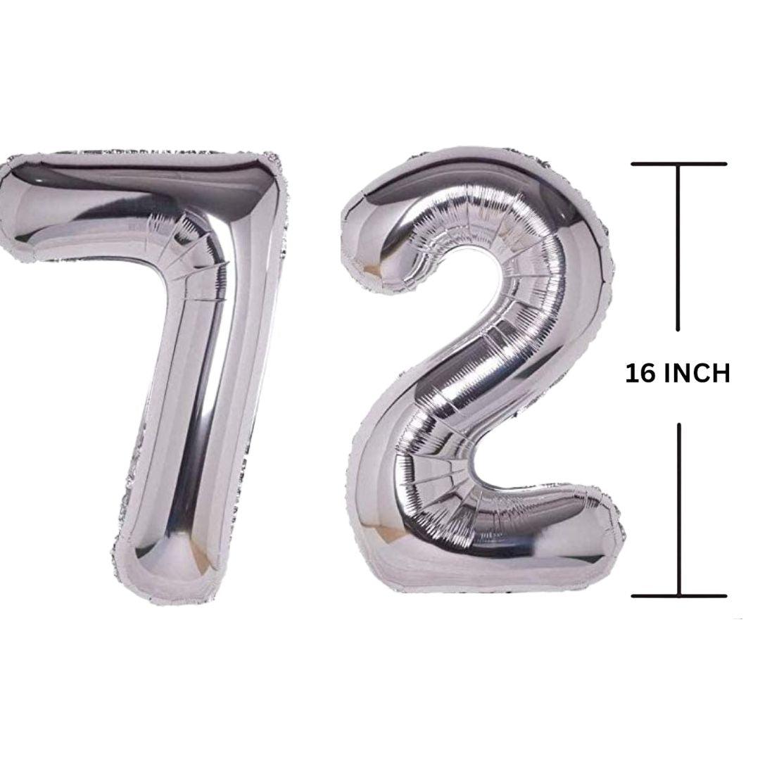 16 Inches SILVER Number Balloon Air or Helium Compactable Balloon for Party Decoration, Birthday, Anniversary