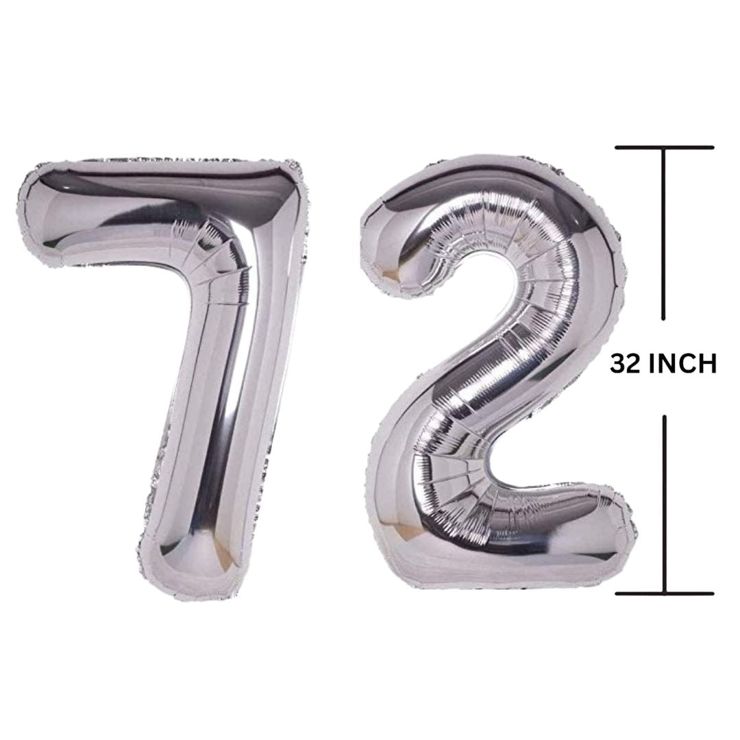 32 Inches SILVER Number Balloon Air or Helium Compactable Balloon for Party Decoration, Birthday, Anniversary