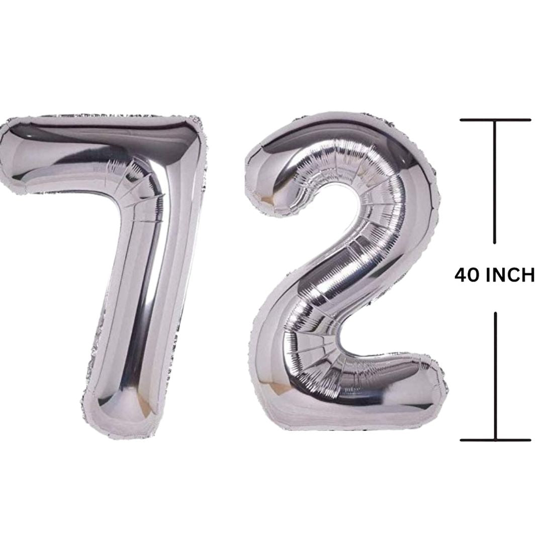 40 Inches SILVER Number Balloon Air or Helium Compactable Balloon for Party Decoration, Birthday, Anniversary