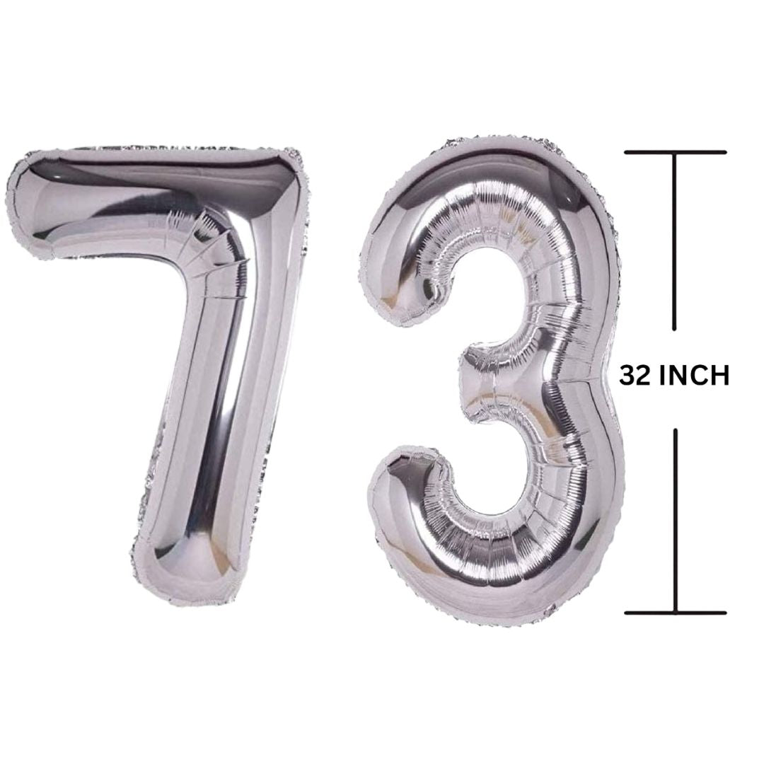 32 Inches SILVER Number Balloon Air or Helium Compactable Balloon for Party Decoration, Birthday, Anniversary