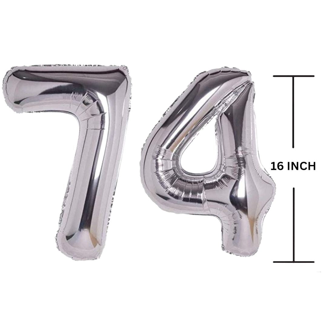 16 Inches SILVER Number Balloon Air or Helium Compactable Balloon for Party Decoration, Birthday, Anniversary