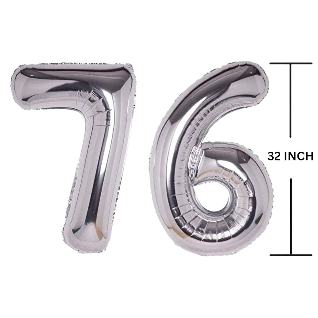 32 Inches SILVER Number Balloon Air or Helium Compactable Balloon for Party Decoration, Birthday, Anniversary