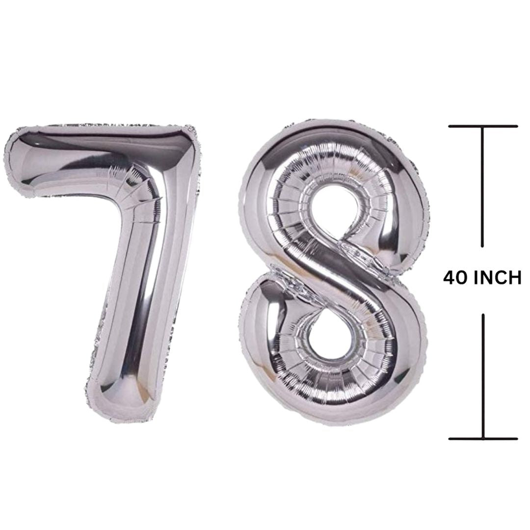 40 Inches SILVER Number Balloon Air or Helium Compactable Balloon for Party Decoration, Birthday, Anniversary