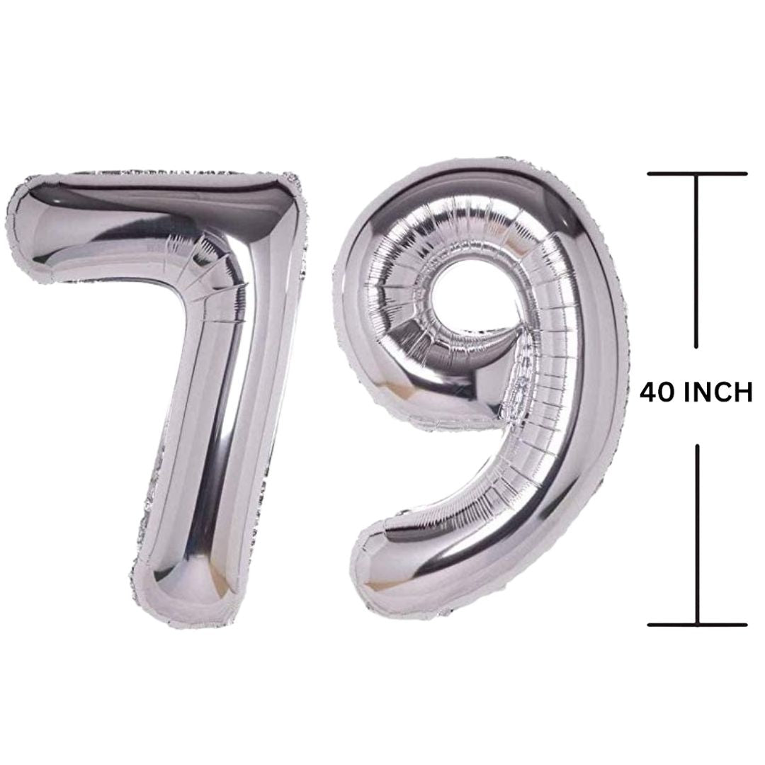 40 Inches SILVER Number Balloon Air or Helium Compactable Balloon for Party Decoration, Birthday, Anniversary