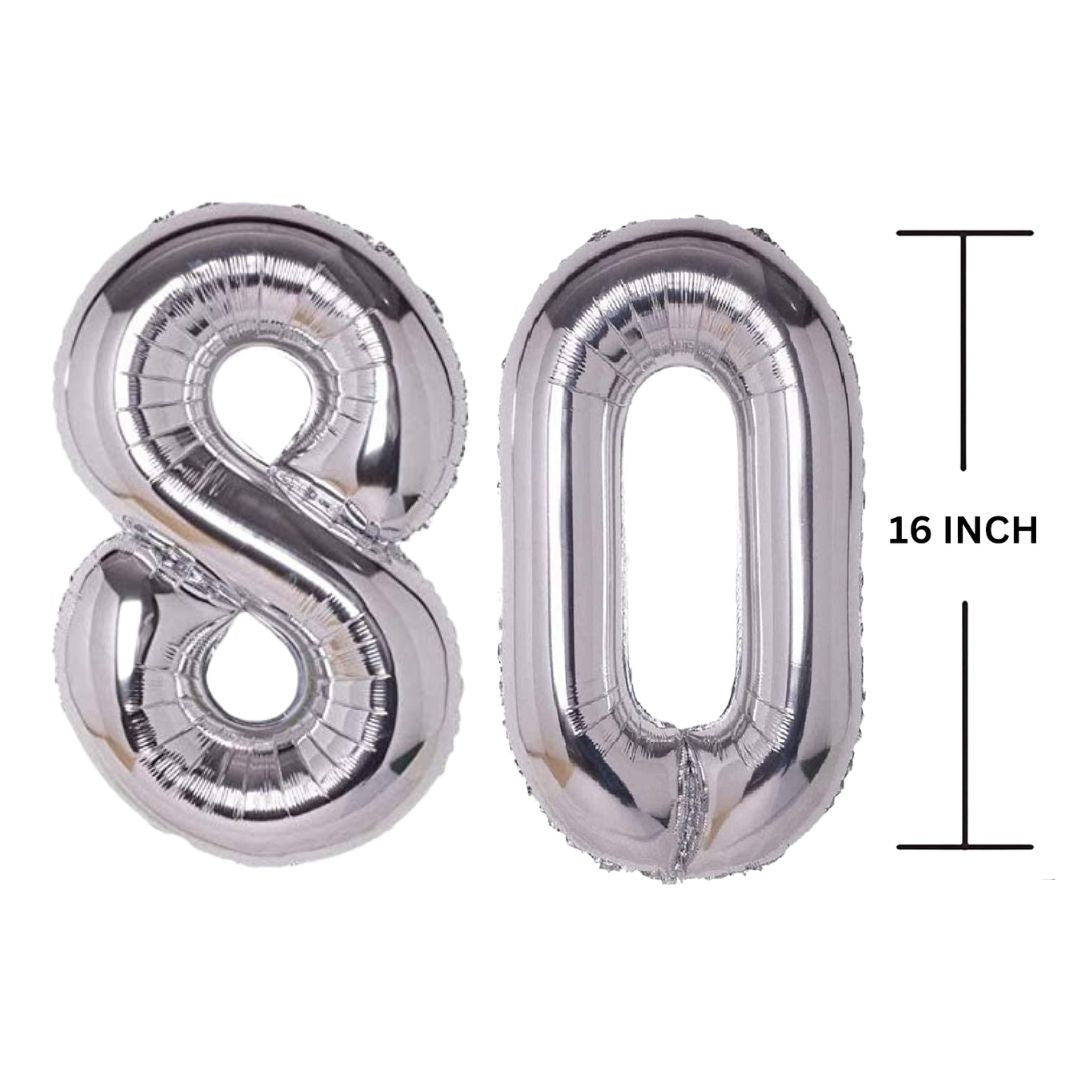 16 Inches SILVER Number Balloon Air or Helium Compactable Balloon for Party Decoration, Birthday, Anniversary