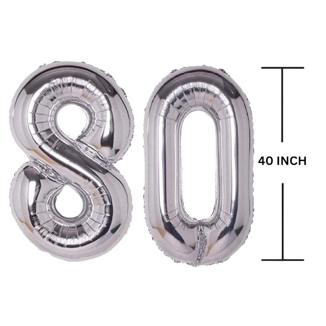 40 Inches SILVER Number Balloon Air or Helium Compactable Balloon for Party Decoration, Birthday, Anniversary