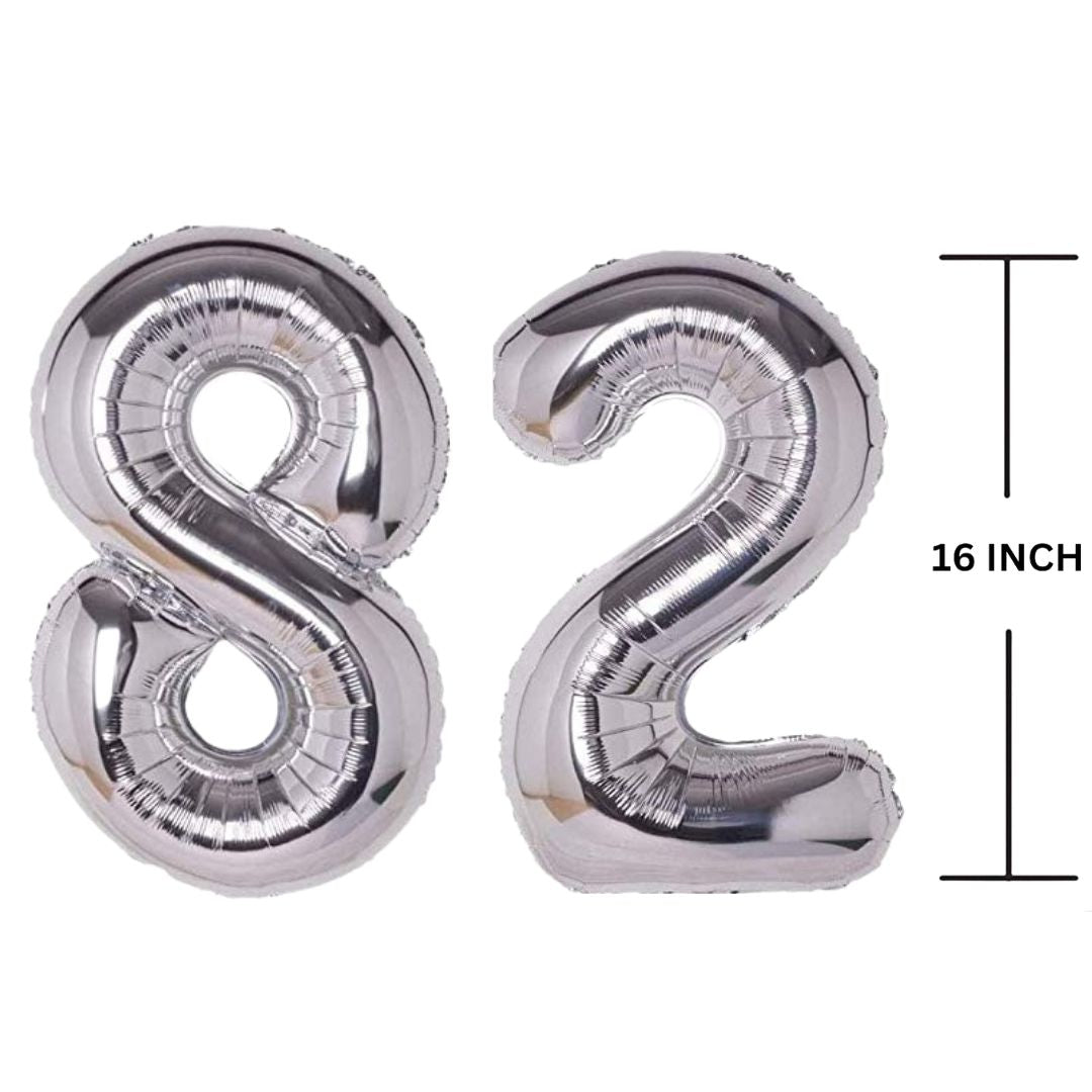 16 Inches SILVER Number Balloon Air or Helium Compactable Balloon for Party Decoration, Birthday, Anniversary