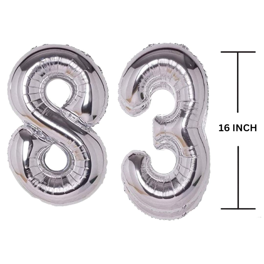 16 Inches SILVER Number Balloon Air or Helium Compactable Balloon for Party Decoration, Birthday, Anniversary