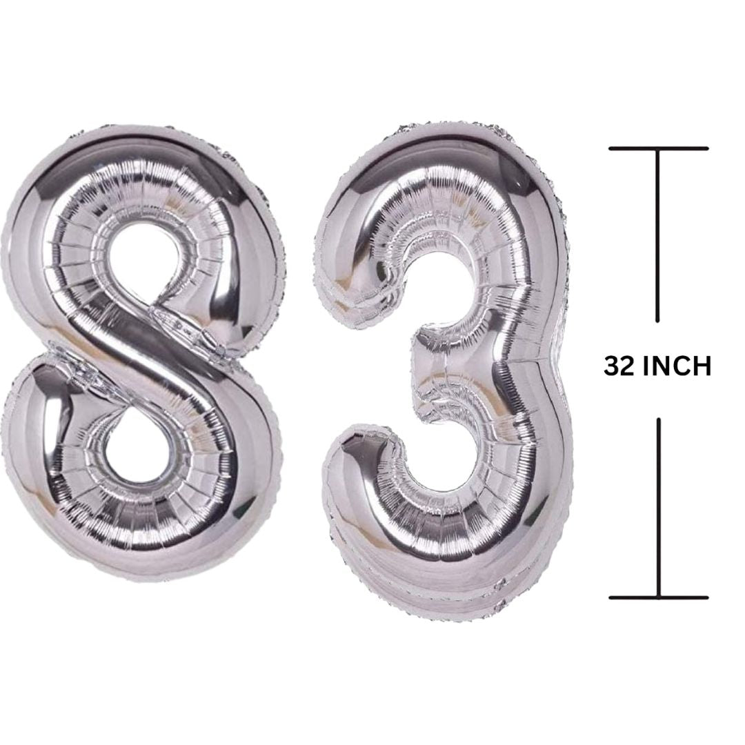 32 Inches SILVER Number Balloon Air or Helium Compactable Balloon for Party Decoration, Birthday, Anniversary