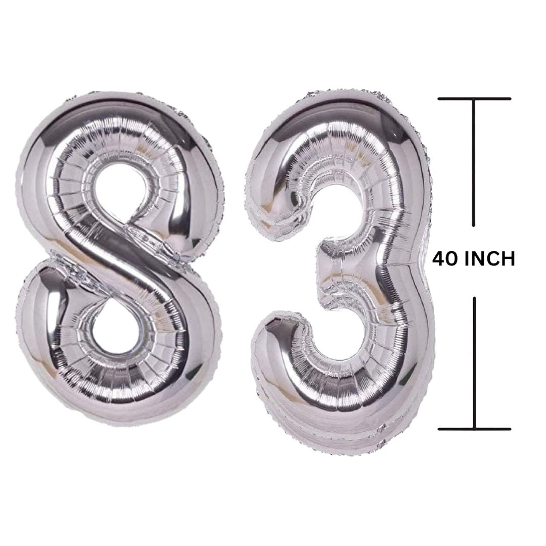 40 Inches SILVER Number Balloon Air or Helium Compactable Balloon for Party Decoration, Birthday, Anniversary